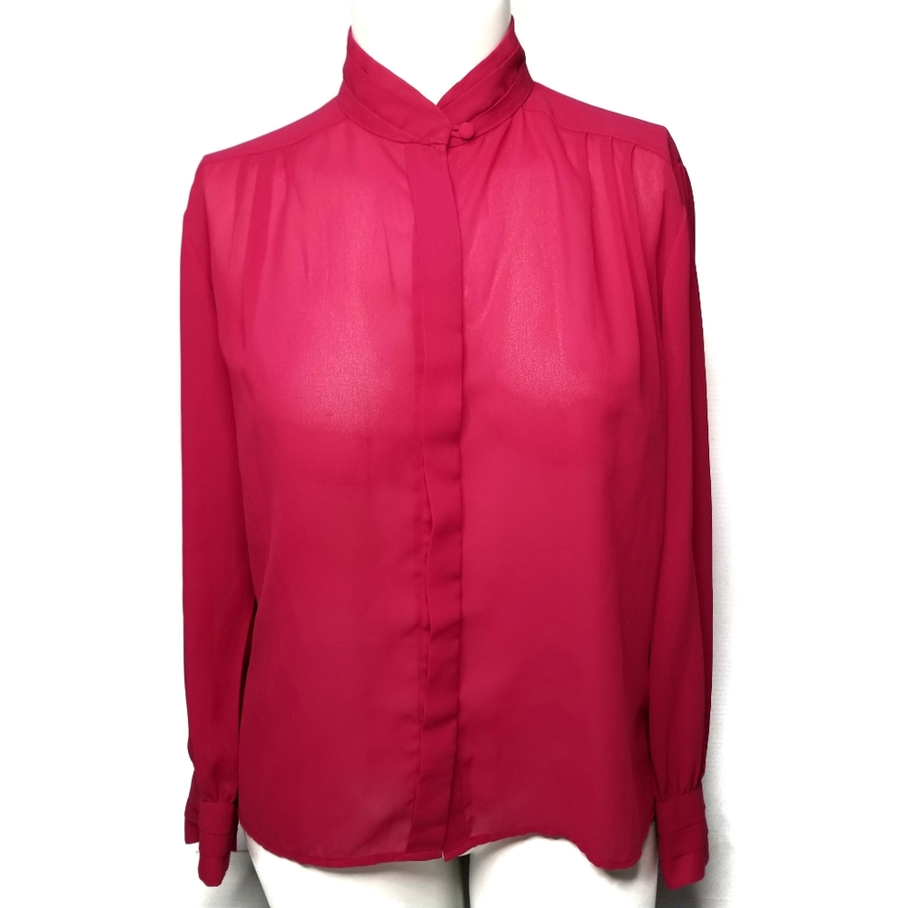 Blair Boutique Magenta Pink Button Down Shirt Top Blouse plus size 18 Vintage